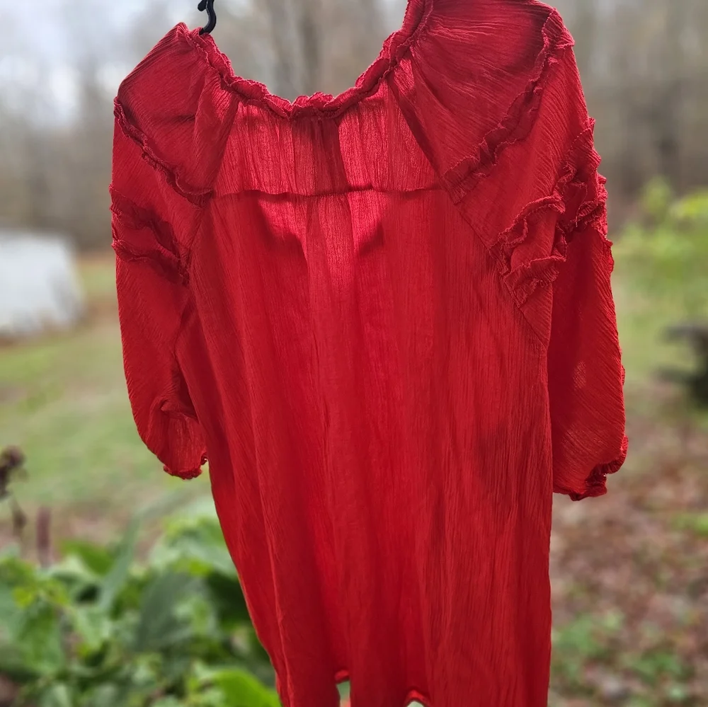 Multiples Red Ruffled Top - Picture 5 of 5